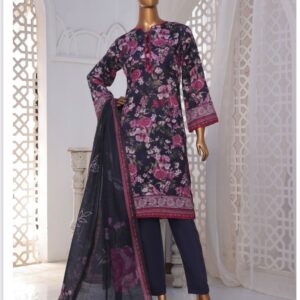 mehak 3 piece digital printed doria slub lawn