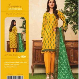 Limelight #3piece printed chamkee lawn