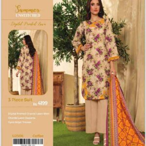 Limelight 3 piece Printed Chamki lawn