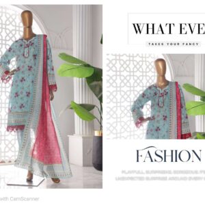 mehak 3 piece digital printed doria slub lawn