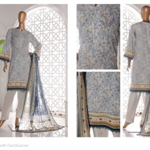 mehak 3 piece printed doria slub lawn