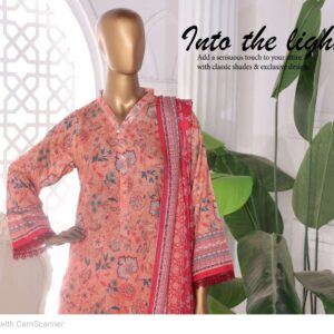 mehak 3 piece printed doria slub lawn