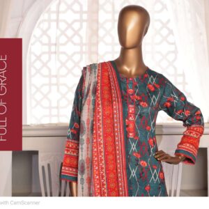 mehak 3 piece printed doria slub lawn