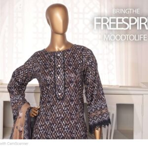 mehak 3 piece printed doria slub lawn