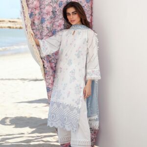 03 Piece Luxury Lawn Chikenkari